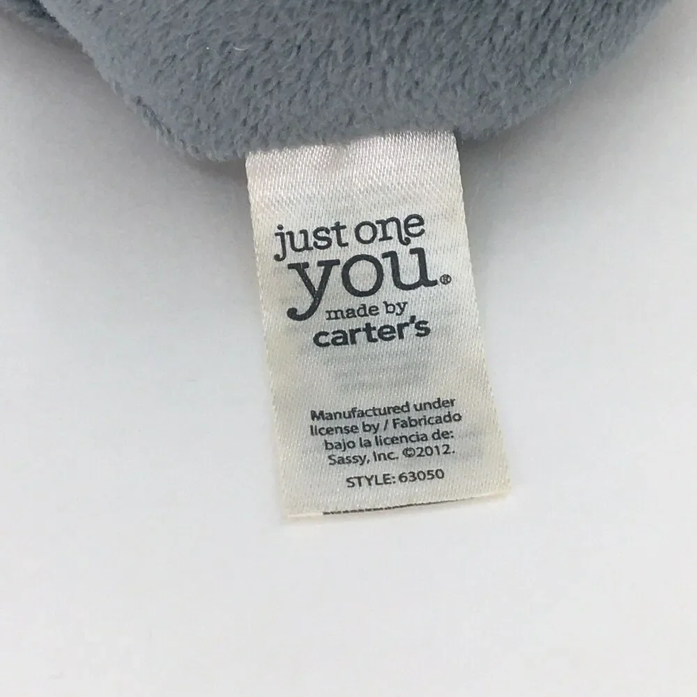 Carters Just One You Plush Gray Bulldog‎ Puppy Dog Baby Toy Orange Collar 2012